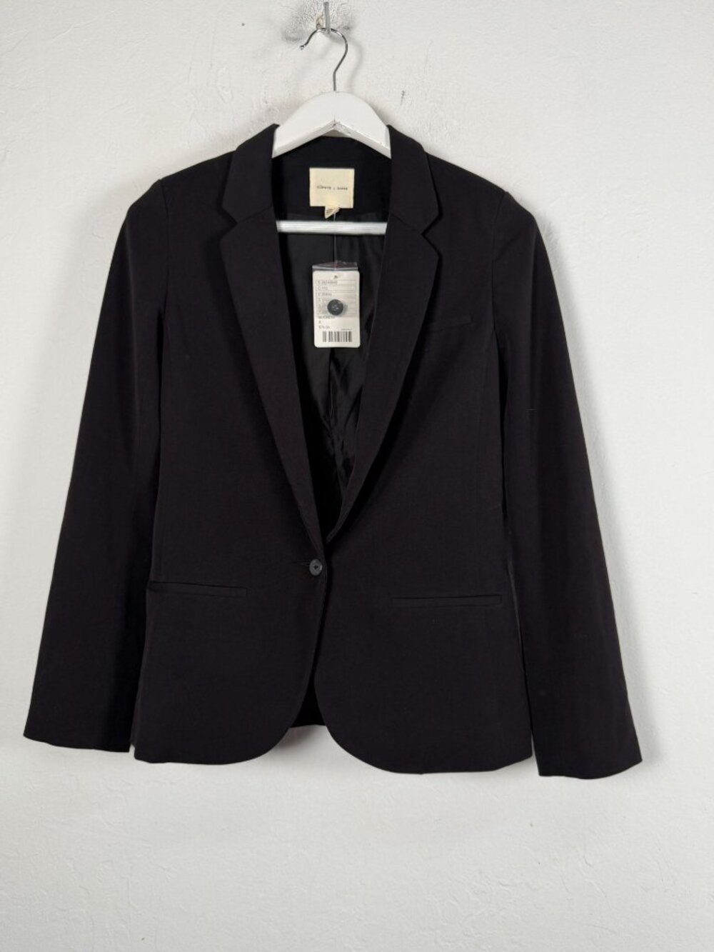 Silence + Noise Anthropologie Women Black One Button Blazer Jacket Small NWT $79